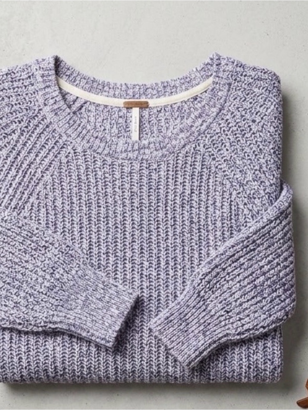 Free People Marled Purple and White Crewneck Sweater